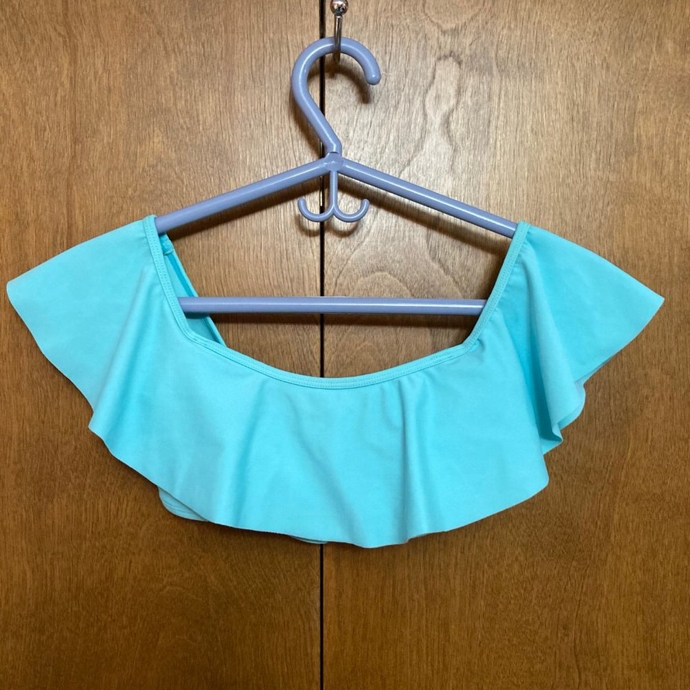 Off The Shoulder Ruffled Bikini Top - Solid Teal